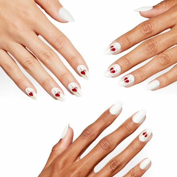 OPI White Nails With Hearts "Bursting With Love" Press-On Nails - Picture 2 of 3